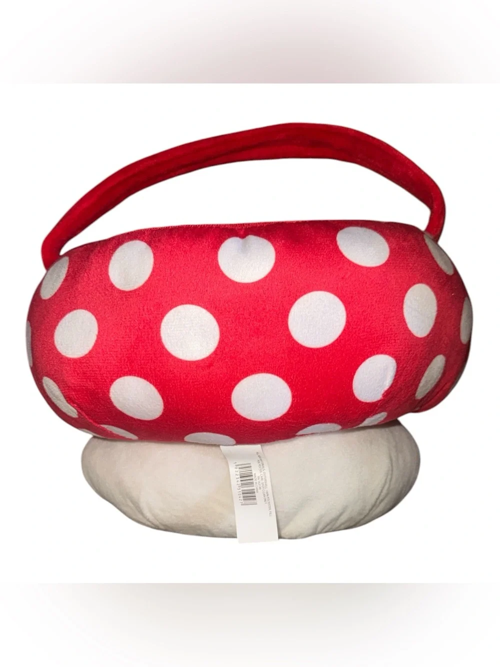 Plush Mushroom Handbag Toy Red and White Polka Dot Kids Easter Basket Gift Idea